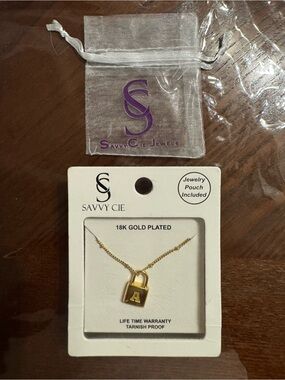 Savvy Cie Gold Initial 'A' Padlock Necklace
